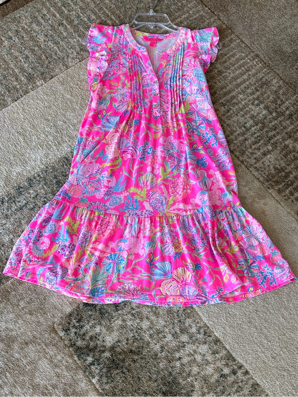 Lilly Pulitzer Pink Floral Golda Flutter-Sleeve Shift Dress - Picture 7 of 15